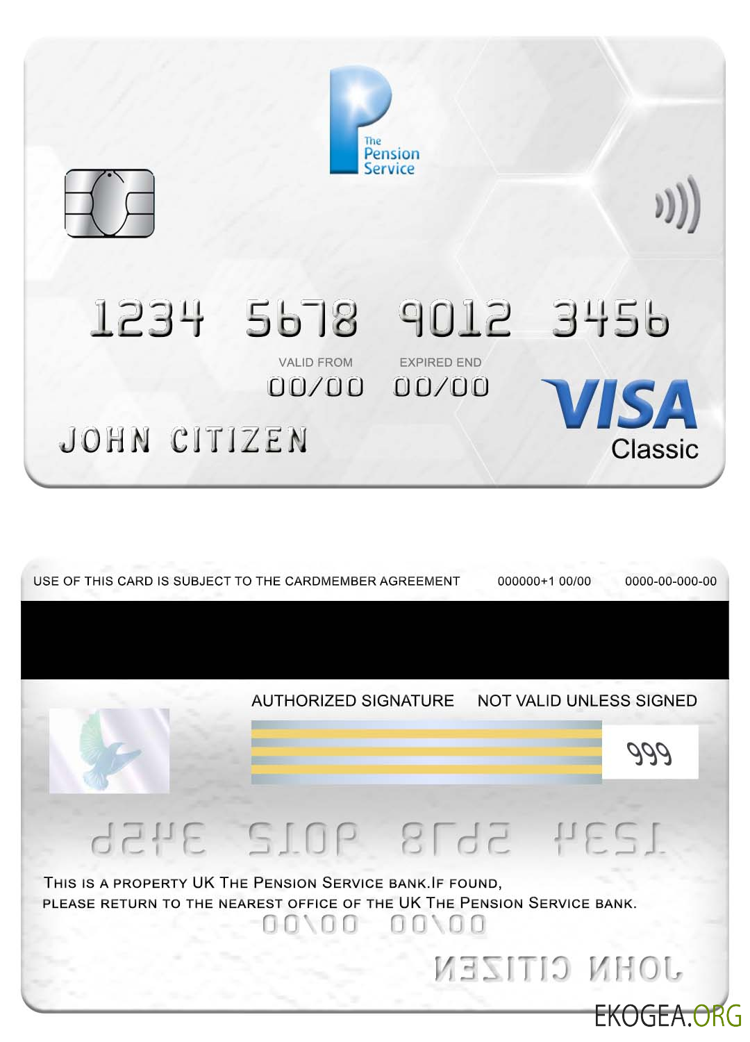 Carte Visa Classic de la banque The Pension Service du Royaume Uni